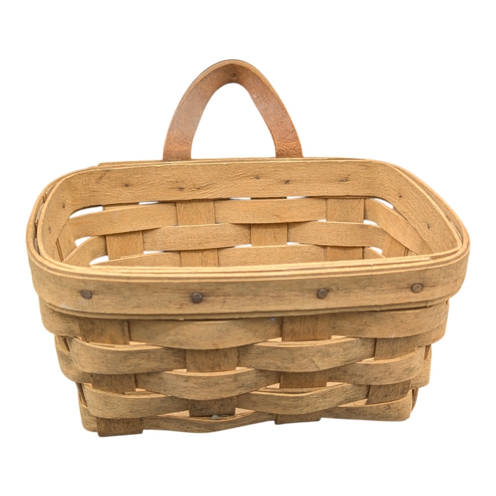 Longaberger Small Rectangular Basket Handwoven Handle‎ Hanging VTG 7x5x3.5